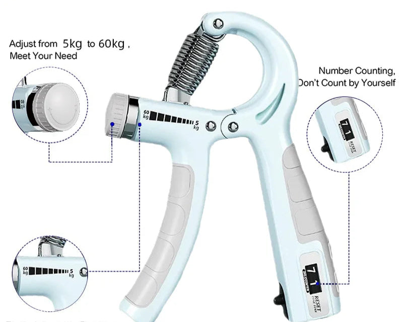 5-60Kg Adjustable Hand Grip Strengthener Hand Grip Trainer with Counter Wrist Forearm and Hand Exerciser for Muscle Building